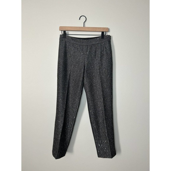 Talbots Wool Blend Trousers Sequins SZ 2P Black Gray Tweed Lined Sparkle Pants - Picture 1 of 9